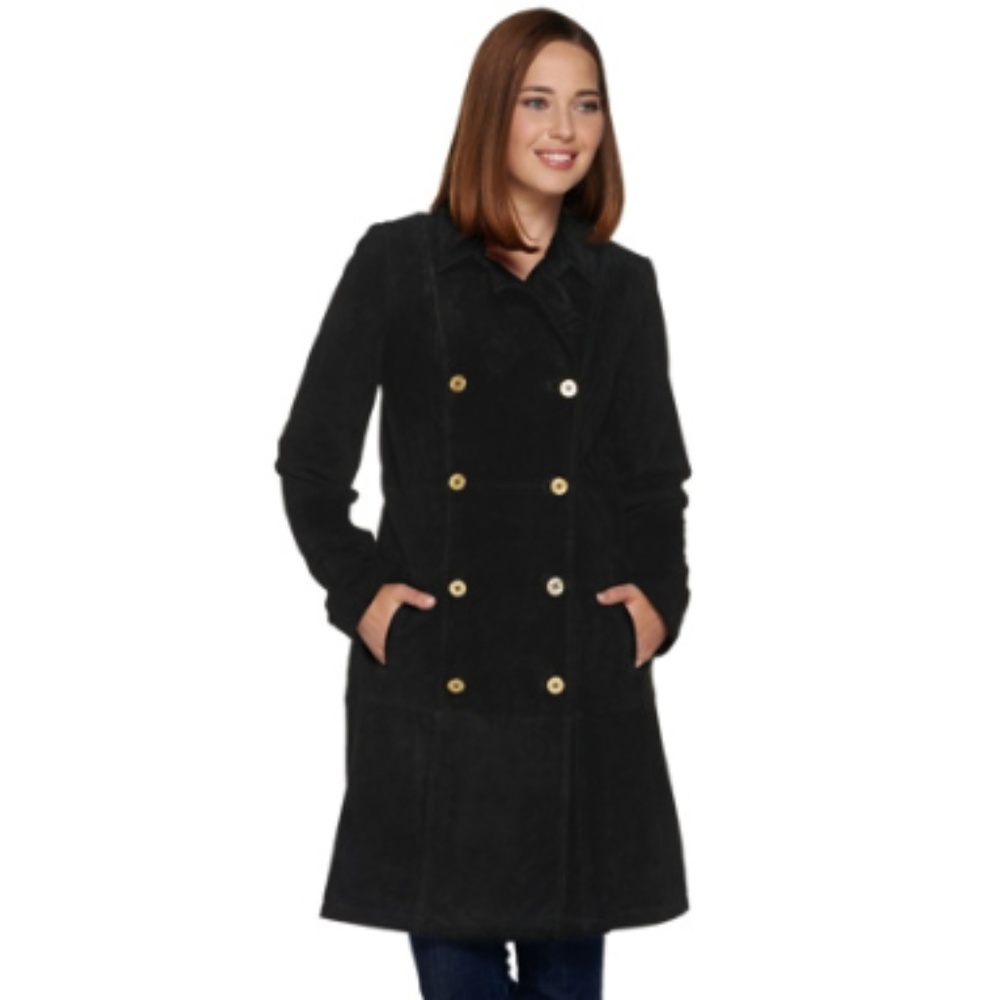 Coat Sale!Double Breasted Suede Trench Coat  Black